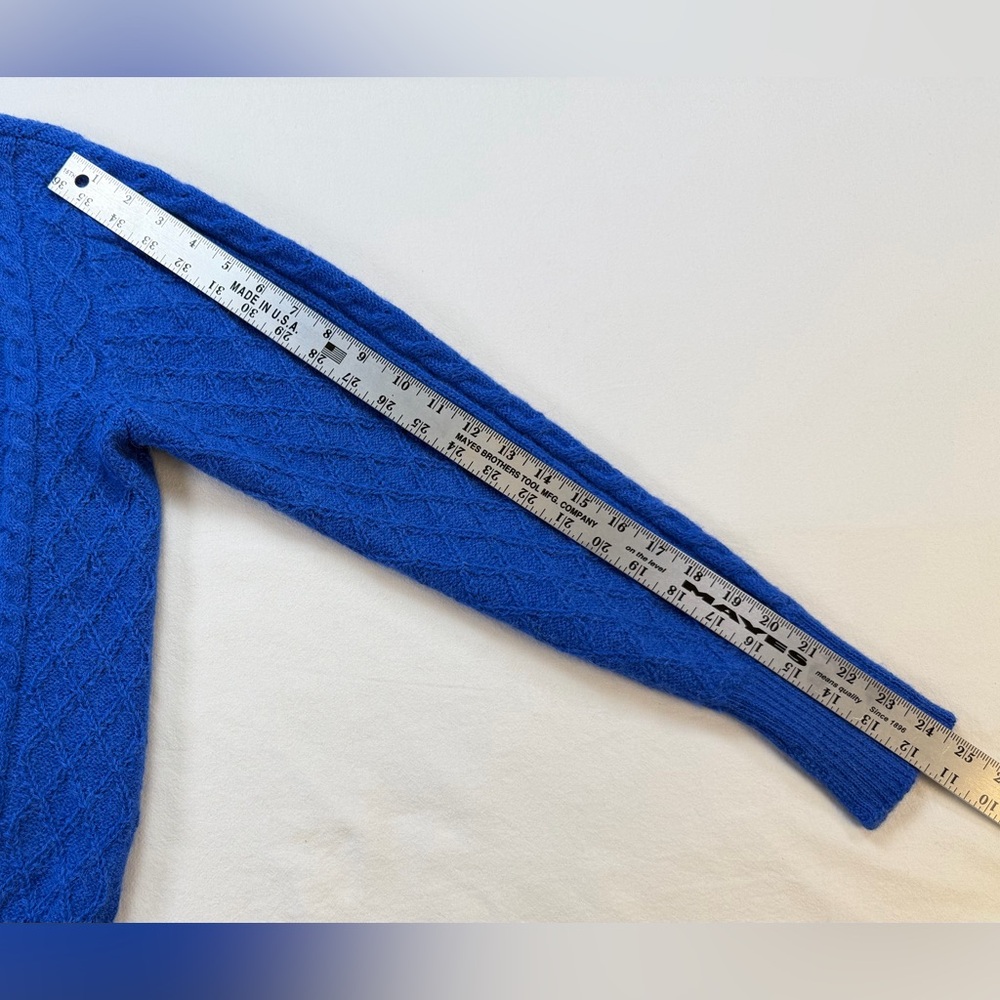 Peruvian Connection 100% Alpaca Cable Knit Cardigan Sweater - Blue Size Small - Picture 11 of 13